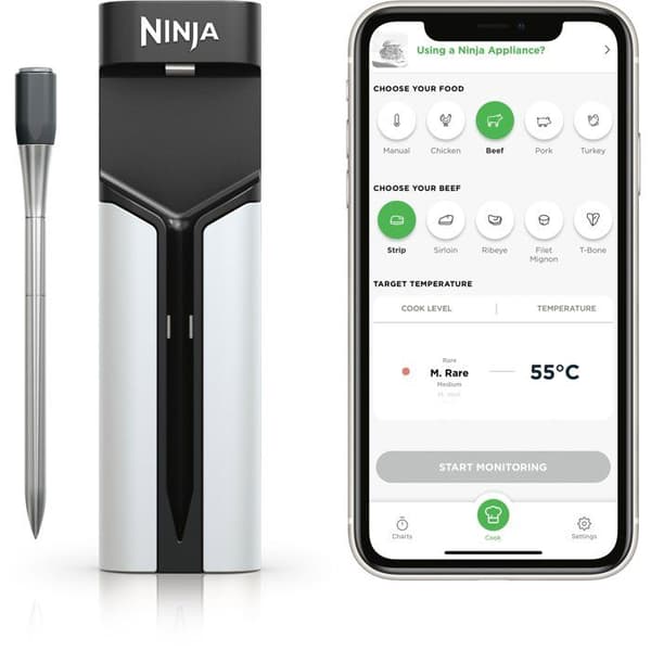 NINJA Connected Termometer Probe - WP100EU - Trådlös ProChef - Bluetooth/Wi-Fi-spårning - För matlagning och grillning