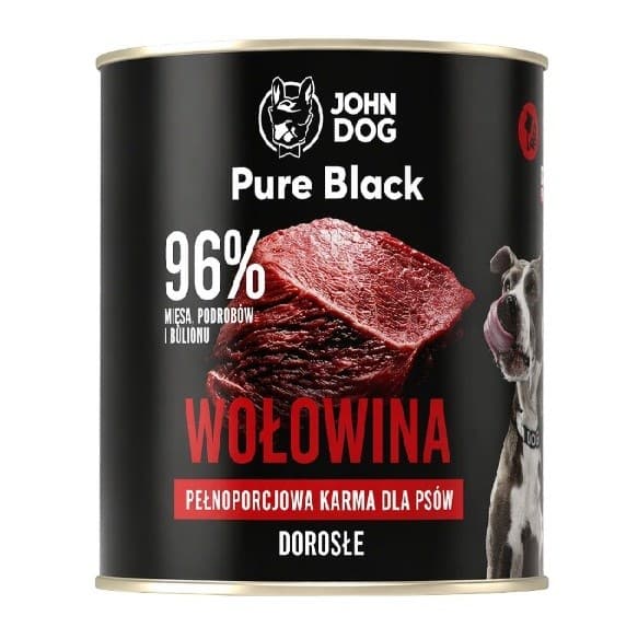 JOHN DOG Pure Black Mono oksekød - vådfoder til hunde - 800 g