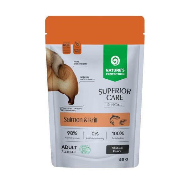 NATURE'S PROTECTION Superior Care Red coat Lax & Krill - våtfoder för hundar - 85 g