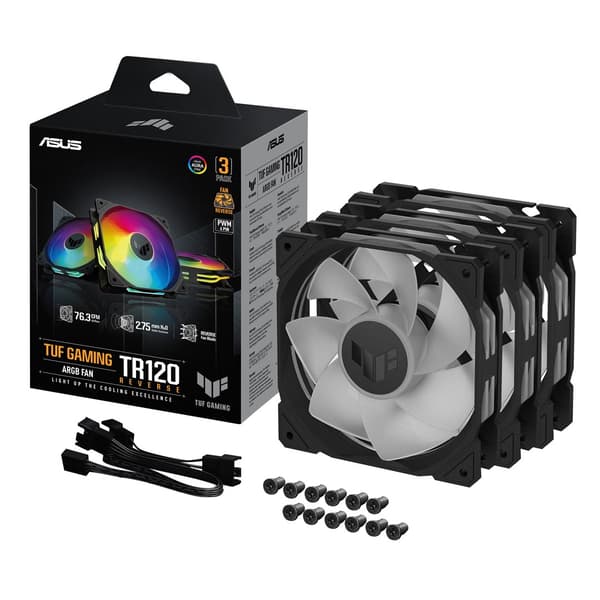 ASUS TUF Gaming TR120 ARGB Reverse 3-i-1 Blæser, Sort