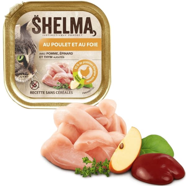 SHELMA Kyckling- och leverpaté - våtfoder för katter - 100 g
