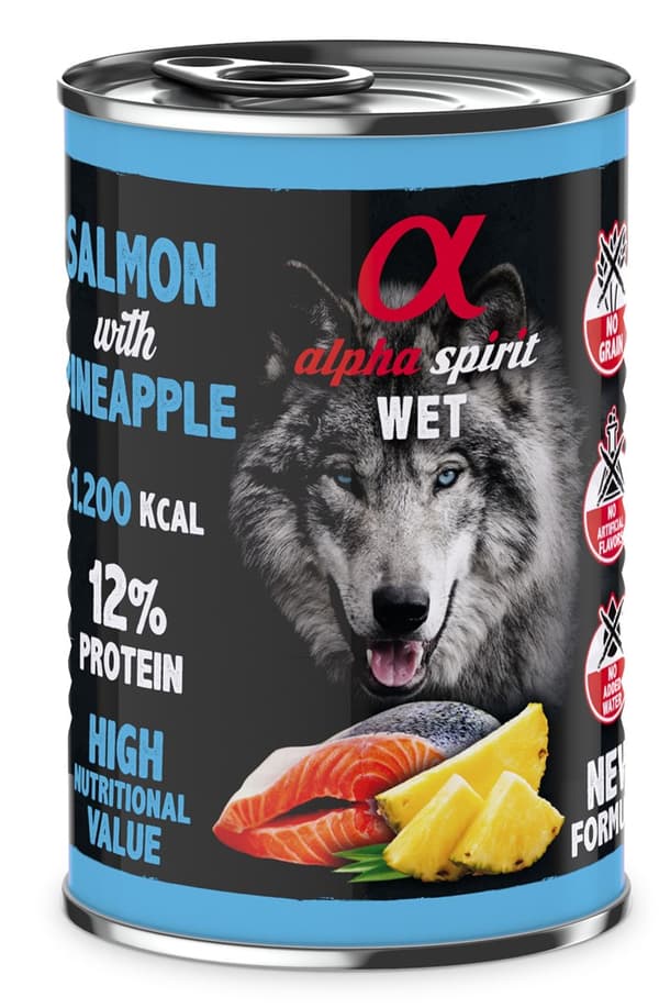 ALPHA SPIRIT WET Laks med ananas - vådfoder til hunde - 400 g