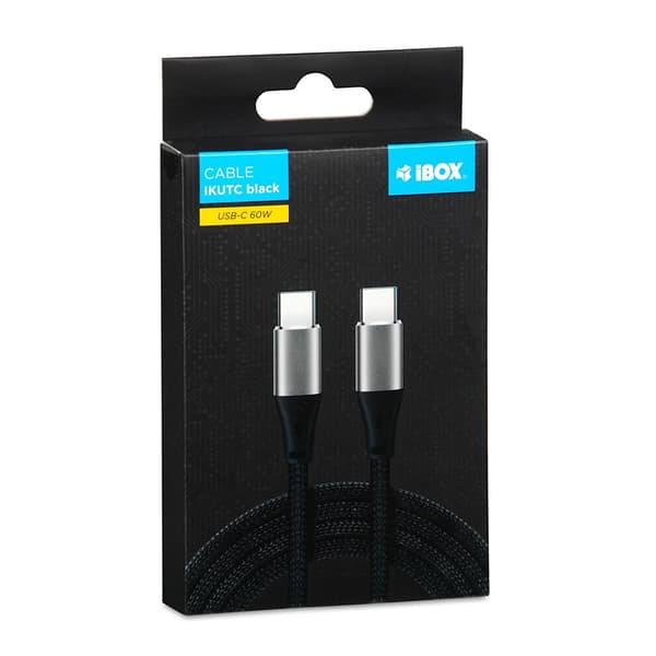 iBOX IKUTC USB-C -kaapeli 60W 2m musta