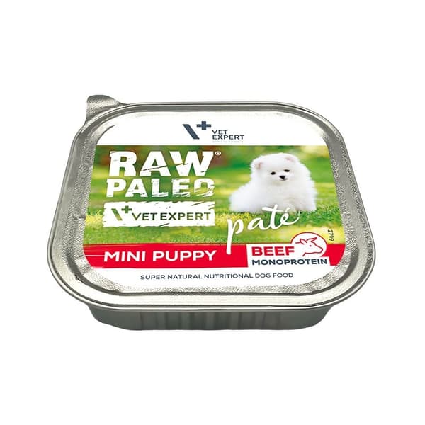VETEXPERT Raw Paleo Paté Mini Puppy Beef - våtfoder för valpar - 150 g