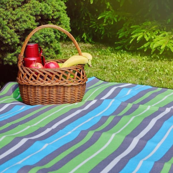 PROMIS Picknickfilt, Grönränder, 200 cm x 150 cm