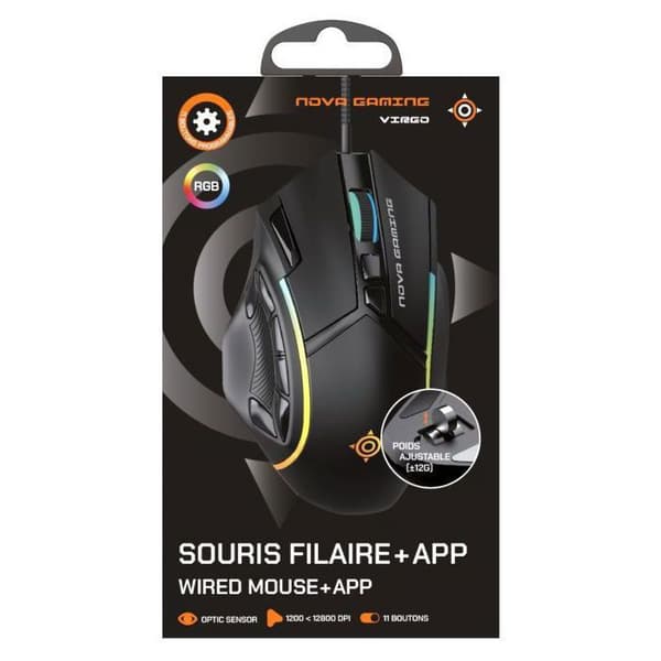 Gamingmus - Kablet - Nova Gaming - Virgo - RGB LED - Sort