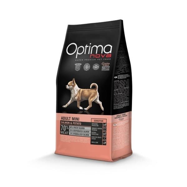 OPTIMANOVA Adult Mini Sensitive Laks & Kartoffel - tørfoder til hunde - 2 kg