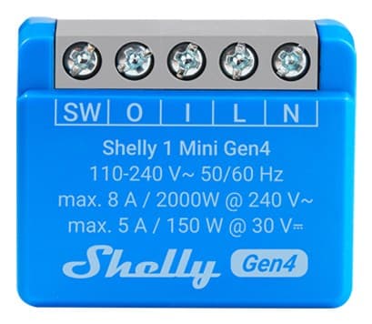 SHELLY 1 Mini Gen4 Smart switch Blå 2 stk.