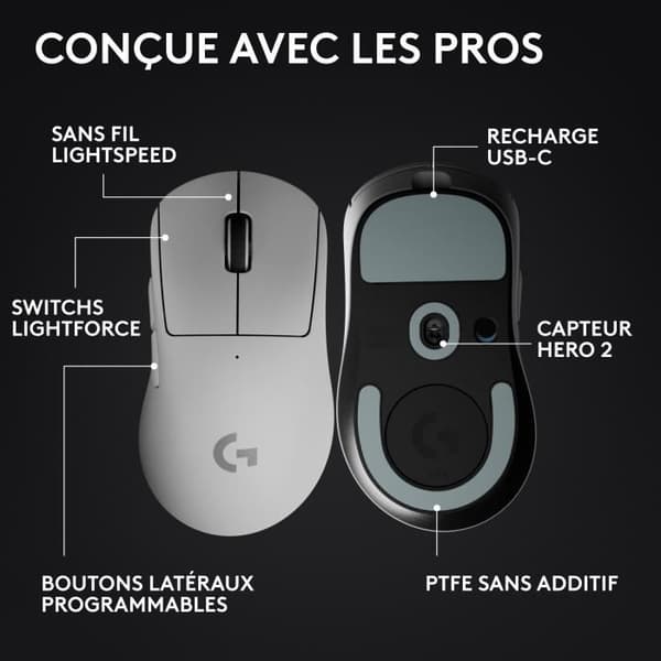 Trådlös spelmus - Logitech - G Pro X Superlight 2 DEX - Vit