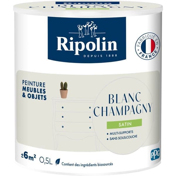 Möbel- och objektfärg - Champagnevit - Satinfinish - Ripolin - 0,5L