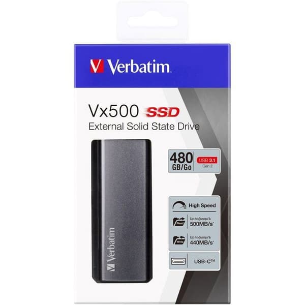 Extern SSD-enhet - VERBATIM - VX500 - 480 GB - Grå