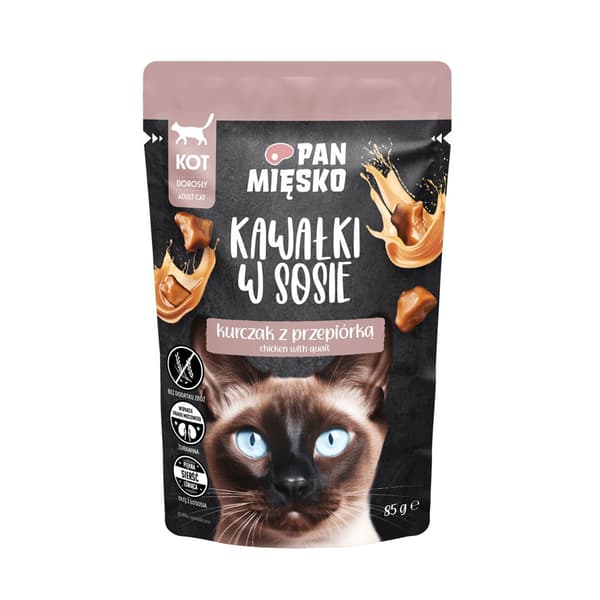 PANDEKØD Stykker i sauce Kylling med vagtler - vådfoder til katte - 85g