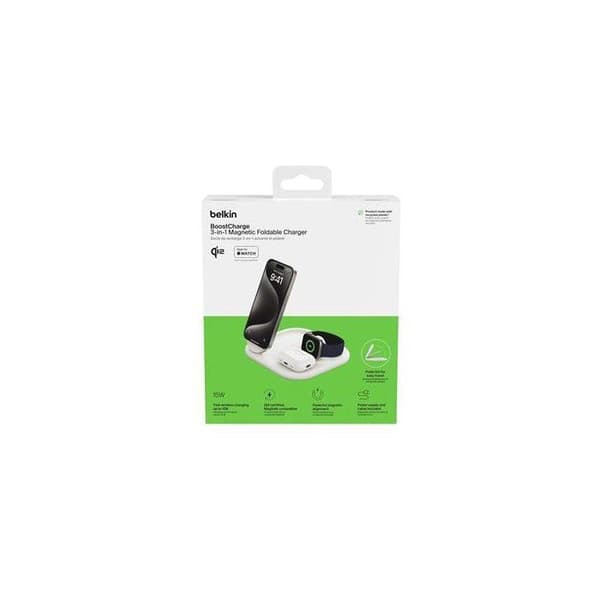 Ladestation - BELKIN - Qi2 - 3-i-1 - Hvid
