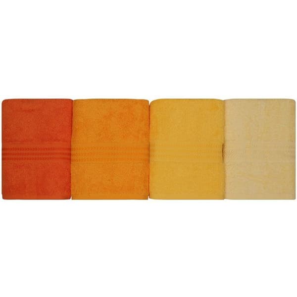 Set med 4 handdukar - 50 x 90 cm - Gul