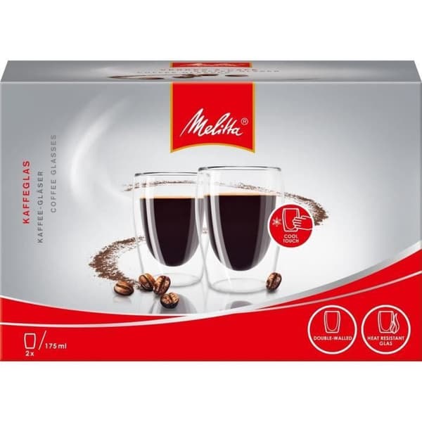 MELITTA Sæt med 2 borosilikatglas til lang kaffe 200 ml transparent