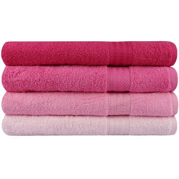 Set med 4 badhanddukar - 70 x 140 cm - Rosa