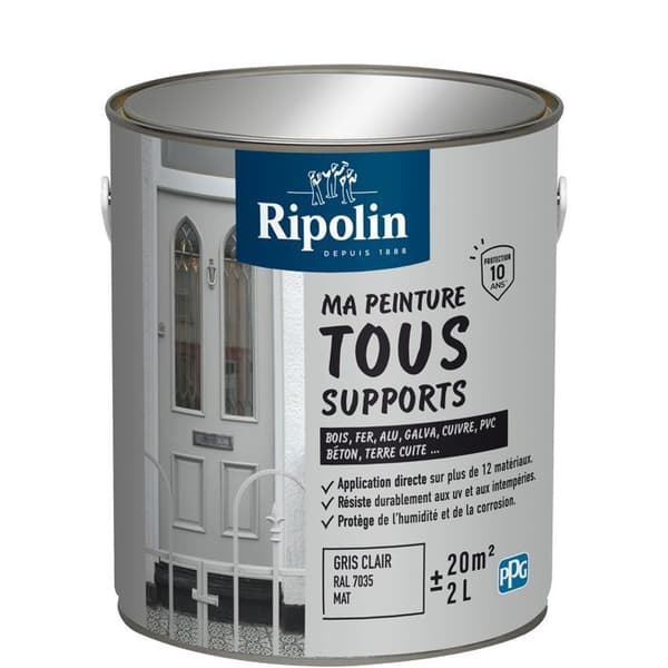 Multifunktionsmaling - Lysegrå - RAL 7035 - Mat - Ripolin - 2L