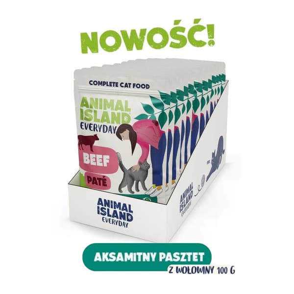 ANIMAL ISLAND Paté Oksekød - vådfoder til katte - 12x100g