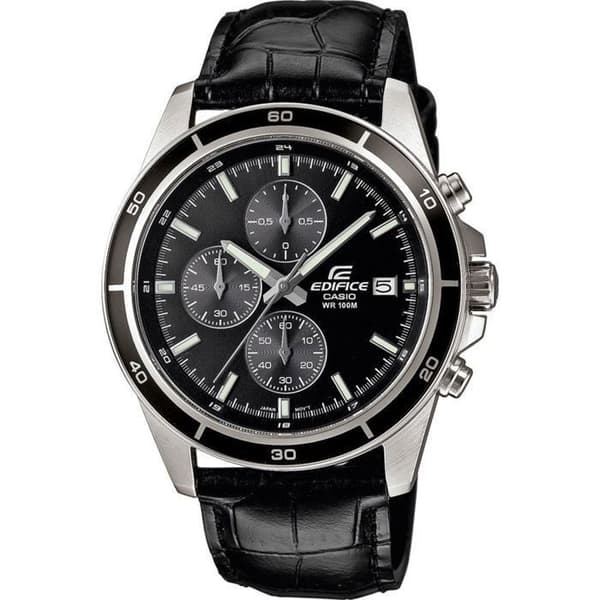 CASIO - Ur i ægte læder - EDIFICE - Sort
