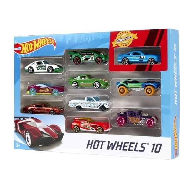 HOT WHEELS - Sæt med 10 biler - Tilfældig model
