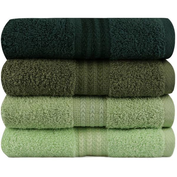 Set med 4 handdukar - 50 x 90 cm - Grön