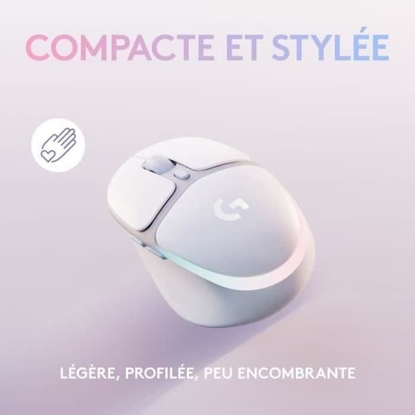 Logitech G - Spelmus - Trådlös - G705 LIGHTSYNC RGB-belysning, Bluetooth, lätt - Vit dimma