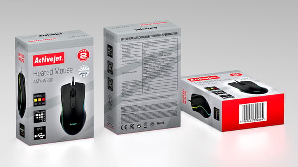 Activejet AMY-W390 USB-kablet opvarmet mus