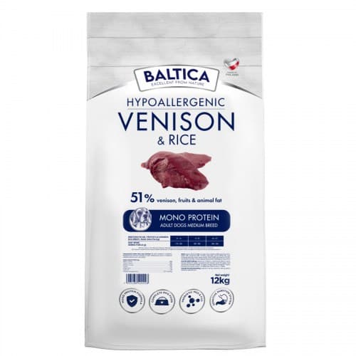 BALTICA Nutraceutic Hypoallergenic Vildtkød af mellemstore racer med ris - tørfoder til hunde - 12 kg