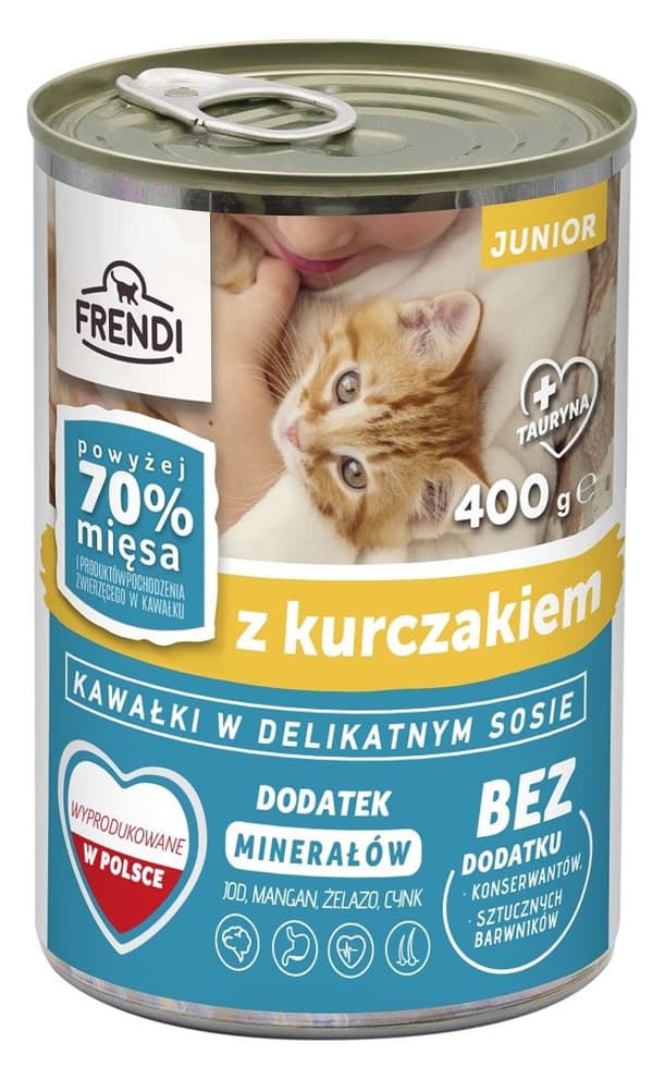 FRENDI Junior med kycklingbitar i delikat sås - våtfoder för katter - 400 g