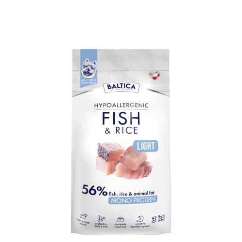 BALTICA Nutraceutic Hypoallergenic Light S Fisk med ris - torrfoder för hundar - 3 kg