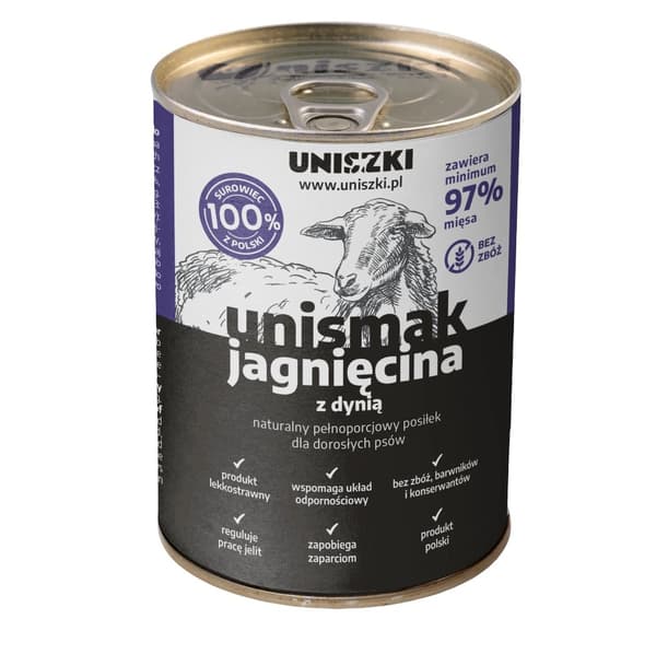 UNISZKI UNIsmak Lam med græskar - vådfoder til hunde - 400 g