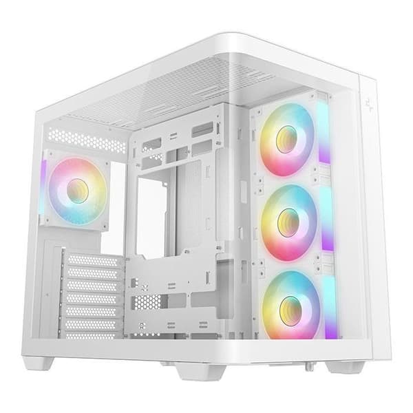 PC-chassi - DEEPCOOL - CG530U 4F - Midi-tower - Micro-ATX-formfaktor - Inkluderar 4 ARGB-fläktar - Vit