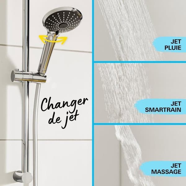 GROHE - Brusesæt med 3 strålemønstre og stang