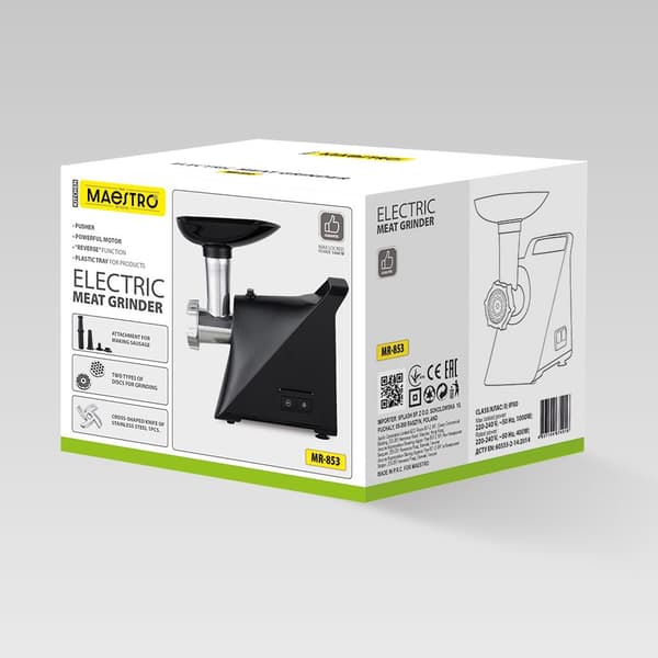 MAESTRO MR-853 Kødhakker 1000 W Sort