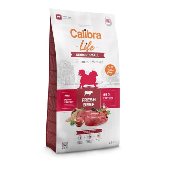CALIBRA Dog Life Senior Small Fresh Beef - tørfoder til hunde - 1,5 kg