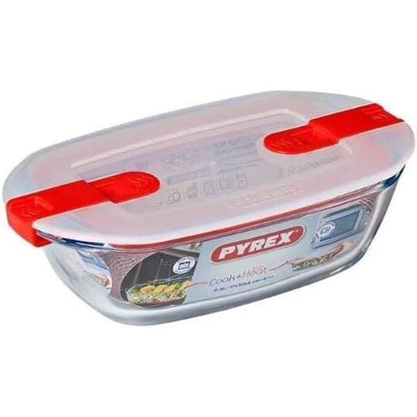 PYREX - COOK & HEAT - Rektangulær glaskasse med låg 17 * 10 cm