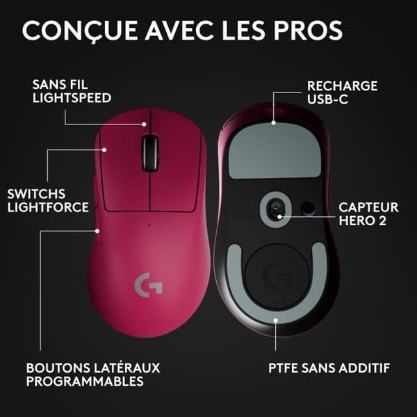 Trådlös spelmus - Logitech - G Pro X Superlight 2 DEX - Rosa
