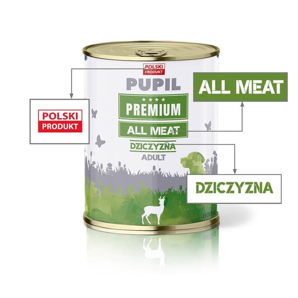 PUPIL Premium All Meat Venison - vådfoder til hunde - 800 g