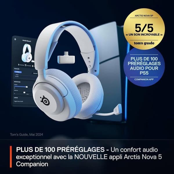Trådlöst spelheadset - STEELSERIES - Arctis Nova 5P - För Playstation - Vit