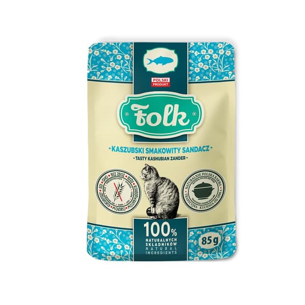 FOLK Tasty Kasjubisk gös - våtfoder för katter - 85 g
