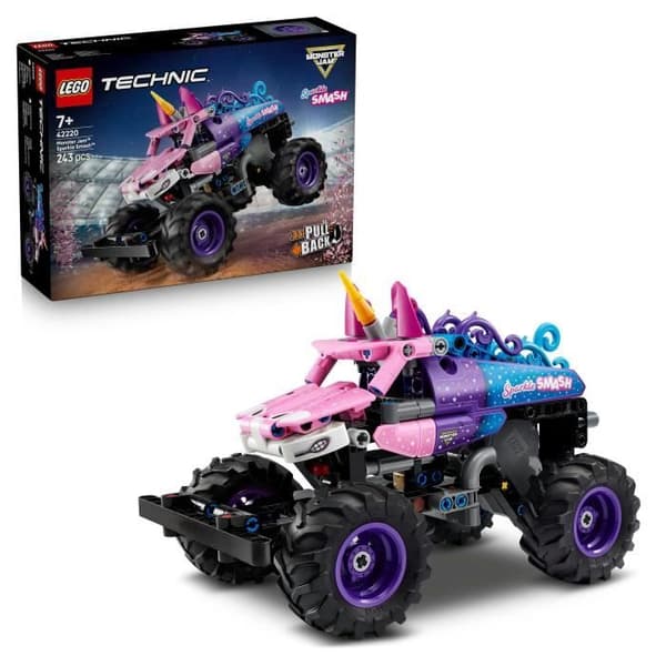 LEGO Technic 42220 Monster Jam Sparkle Smash Pullback Truck - Legetøj til børn fra 7 år