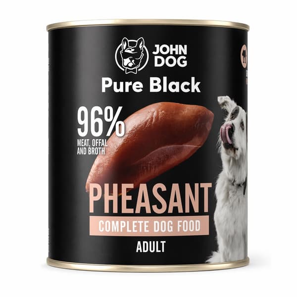 JOHN DOG Pure Black Mono Pheasant - vådfoder til hunde - 800 g