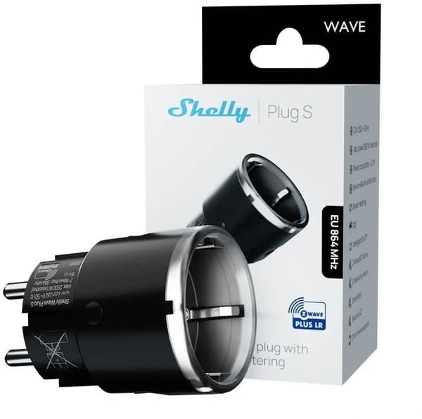 Shelly Wave Plug S - Z-Wave 800 smart stikkontakt Sort