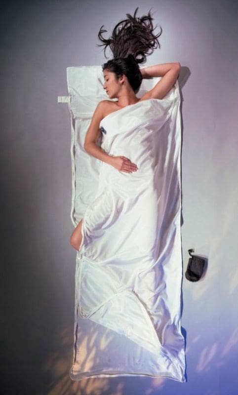 Cocoon TravelSheet Coupler Sovsäcksfoder i siden/bomull med tvåvägsdragkedja, Naturfärgad