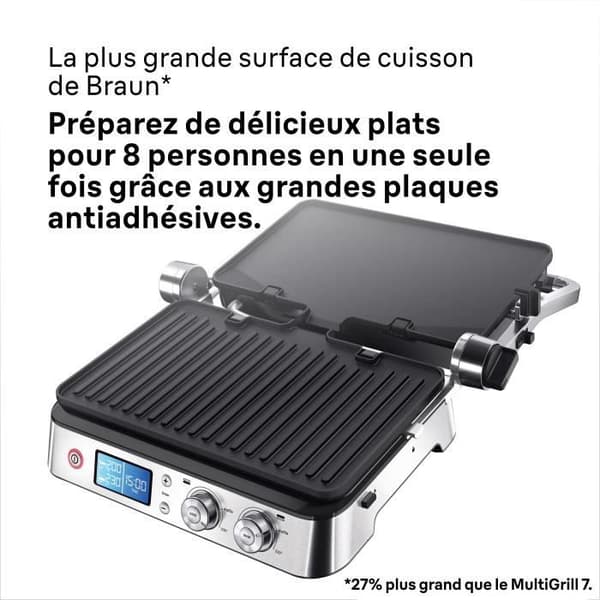 Multifunktionsgrill - BRAUN - Multi Grill 9 - 2000 W - 3 varmeniveauer - Sort / Stål