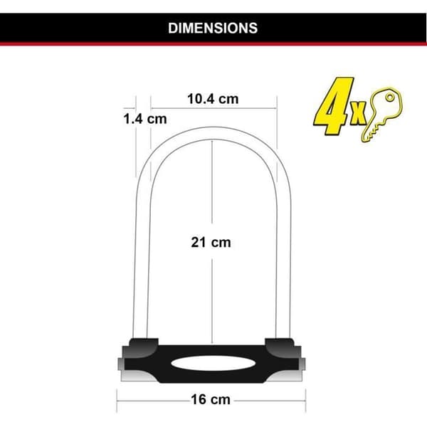 U-cykellås - MASTER LOCK - 8279EURDPRO - Härdat stål, nyckel, certifierat