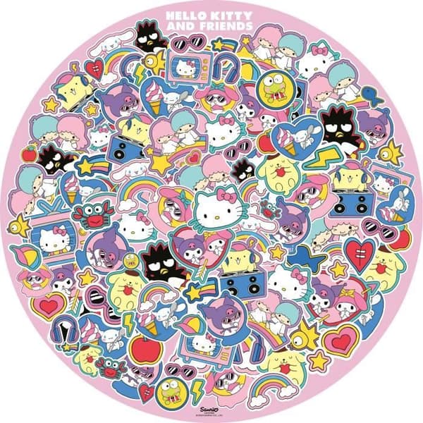 Pyöreä palapeli 500p Makeuden pyörremyrsky / Hello Kitty