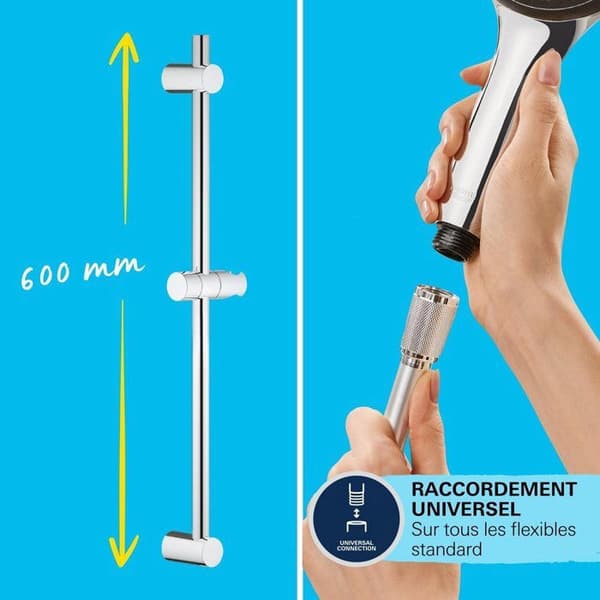 GROHE - Brusesæt med 3 strålemønstre og stang