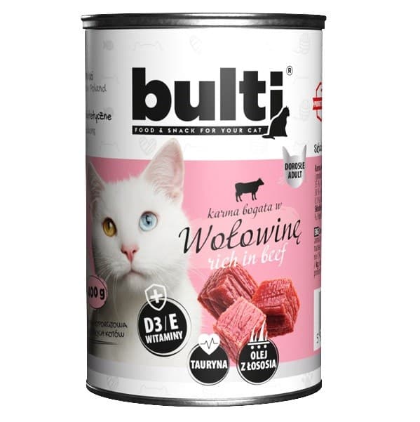 BULTI Rig på oksekød - vådfoder til katte - 400 g
