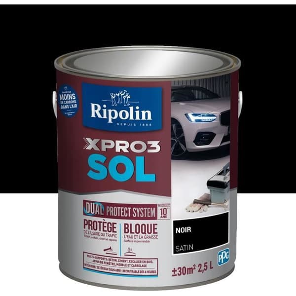 Lattiamaali - RIPOLIN - Musta - Matta - 2,5L